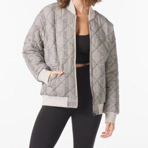 Glyder Varsity Jacket in Oatmilk/Glenn Plaid